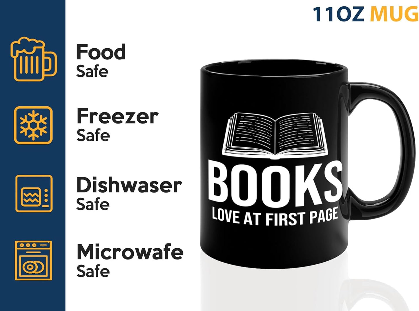 Book Lover Coffee Mug 11oz Black -Books Love at - Bookworm Literature Library Book Lover Reader Booked Editor Intellectual Studious