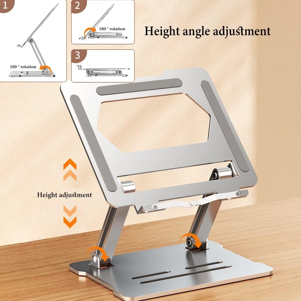 Book Stand for Reading, Cookbook Holder Stand, Foldable Book Holder Stand, Laptop Stand Adjustable Height Angle, Retractable Page Clips, for Tablet Ereader (Color : /Silver) (/Gray) (/Gray )
