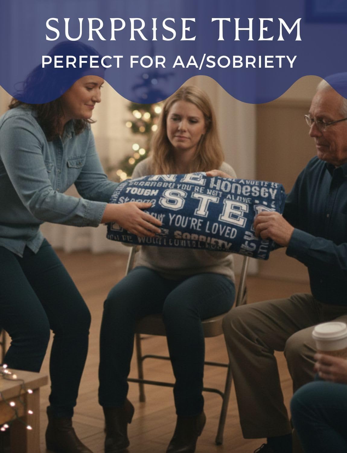 Sobriety Gifts for Women and Men, AA Gifts Sobriety for Women, Sobriety Blanket, Sober Gifts for Women, Friends, Flannel Throw Blanket - 50"x 65"