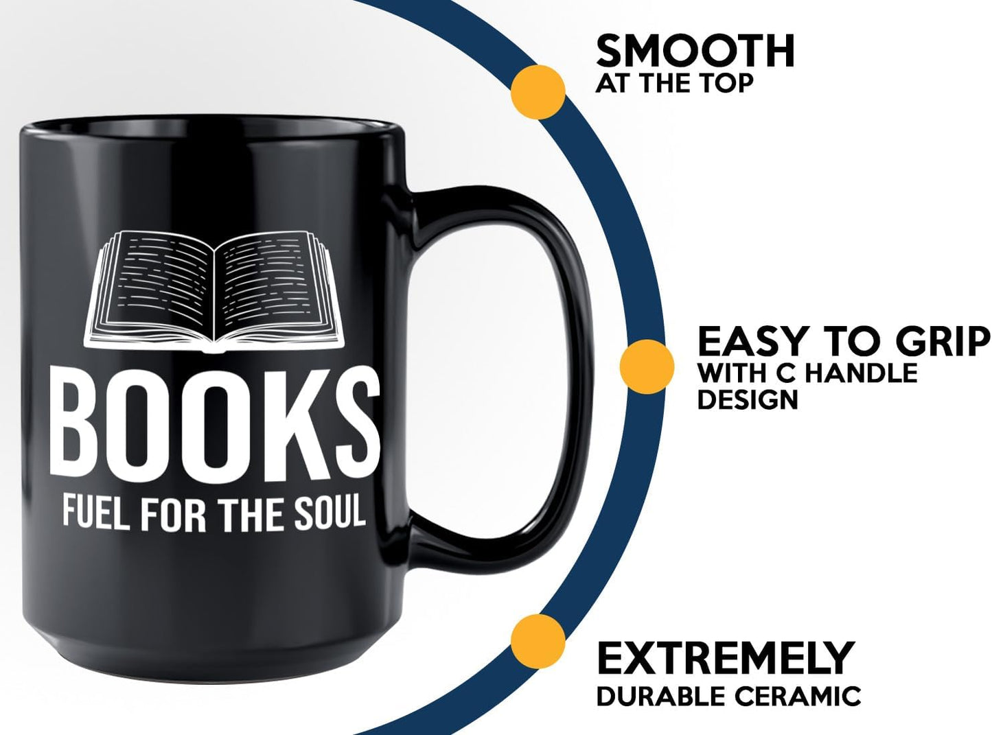 Book Lover Coffee Mug 15oz Black -Books Fuel for - Bookworm Literature Library Book Lover Reader Booked Editor Intellectual Studious