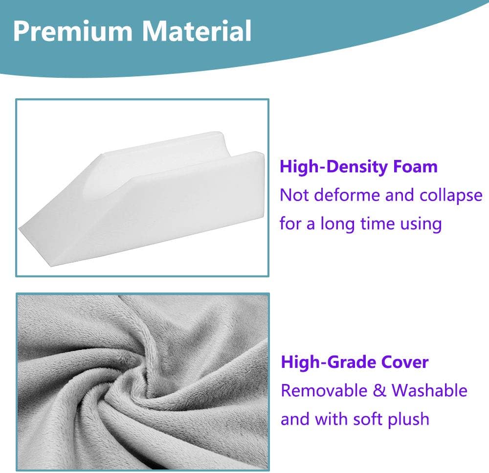 Zelen Elevation Pillow Bed Wedge for Legs Sleeping Foam Wedge Elevated Pillows Ortho Cushion Riser Knee Ankle Support Rest Legs Bolster Elevator Elevating Cushions Feet Protector (49cm Long)