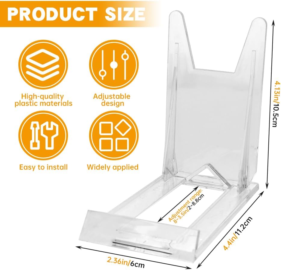 10 Pack Book Display Stands Adjustable Clear Easel Collector Display Holder Acrylic Book Easel Collector Display Stand for Comic Artwork Album CD Magazine Postcard Cookbooks Photos