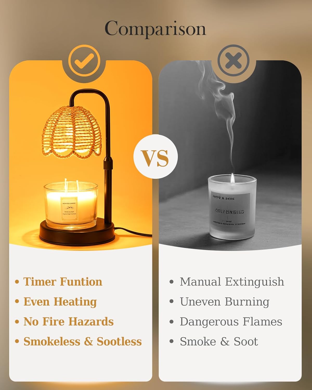 Nacial Candle Warmer Lamp with Timer Dimmable, Valentines Day Gifts for Her Women Wife Mom Girlfriend Birthday Gifts House Warming Home Decor, Boho Electric Candle Wax Warmer Lamp-Sleek Metal Base