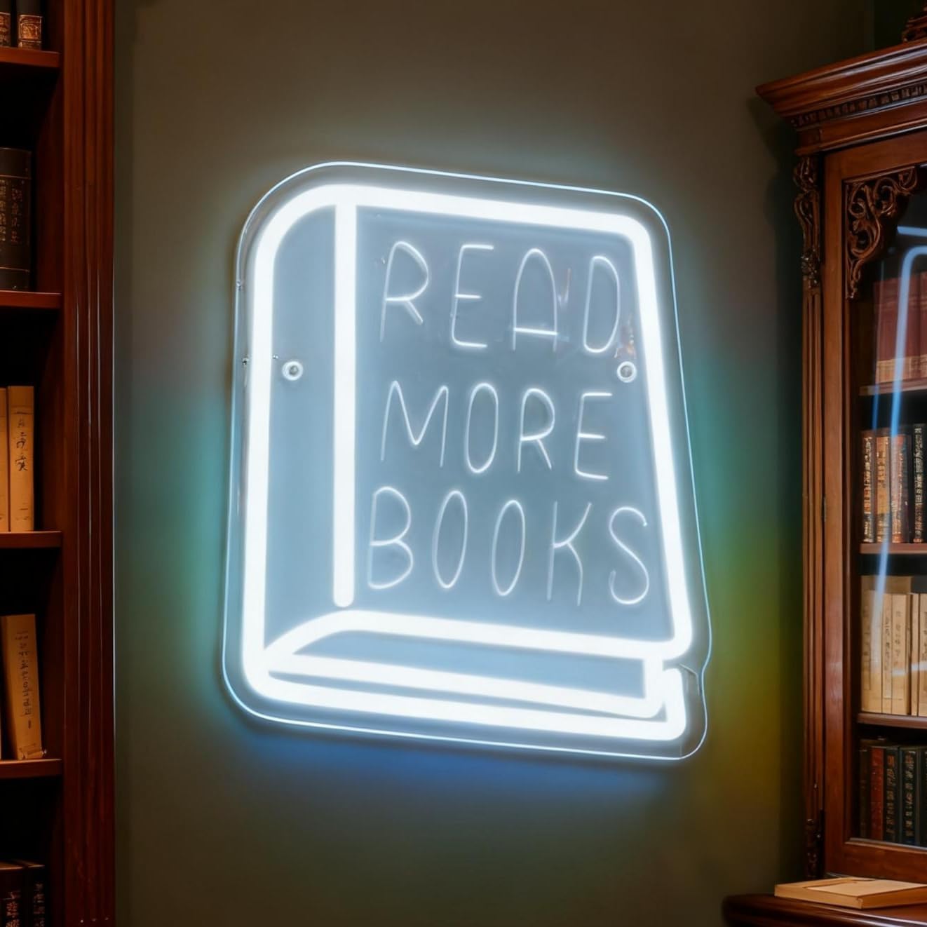 Neon Sign for Wall Decor Light Up Letters Led Sign Birthday Party Gifts Led Decorative Night Signs Reading Room Decor for Coffee Bookstore Library Student Teacher Dorm (Read More Books)