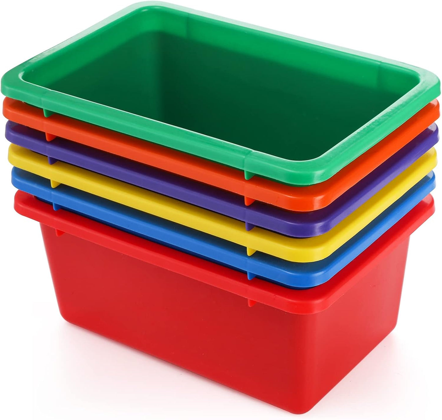 Nicunom 6 Pack Cubby Bin Storage Bins, Multi-Purpose Plastic Storage Bins Stackable Organizer Storage Cubbies for Home, Nursery, Playroom, Classroom