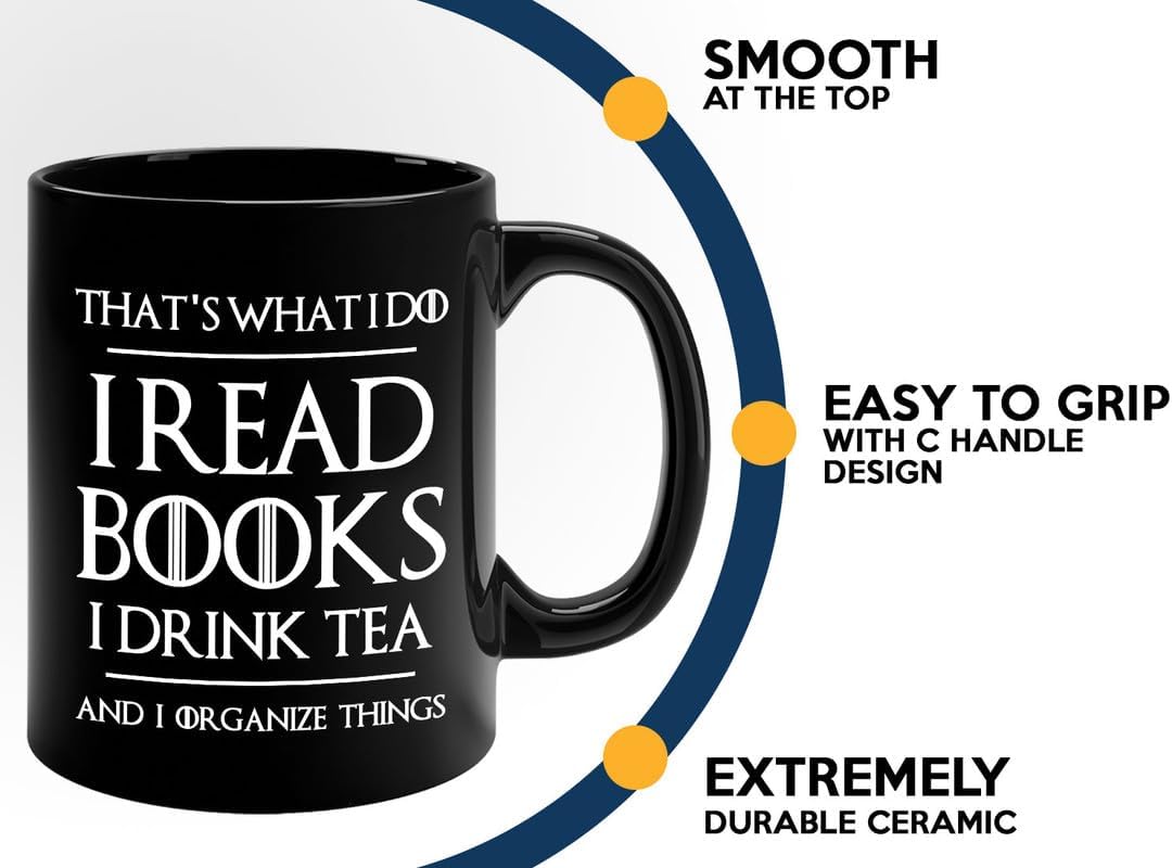 Book Lover Coffee Mug 11oz Black - Tea Organize Things - Book Lover Gifts For Women Book Club Book Lovers Gifts Bookworm Book Reader Gifts