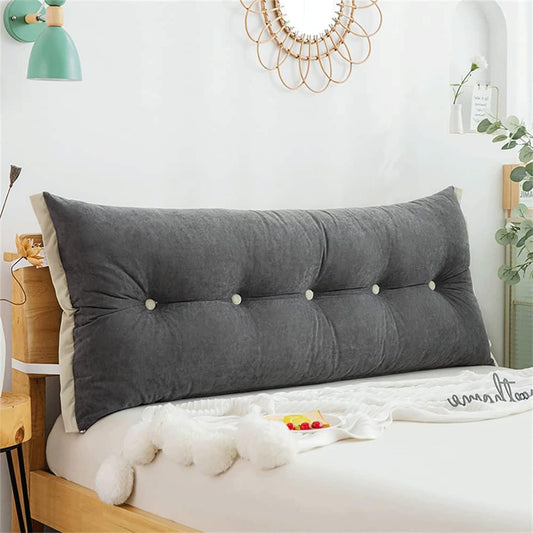 Large Wedge Pillow Headboard Backrest Soft Reading Cushion for Lumbar Pad Sofa Pillow Cushion(Size:31.5"/80cm,Color:Grey)