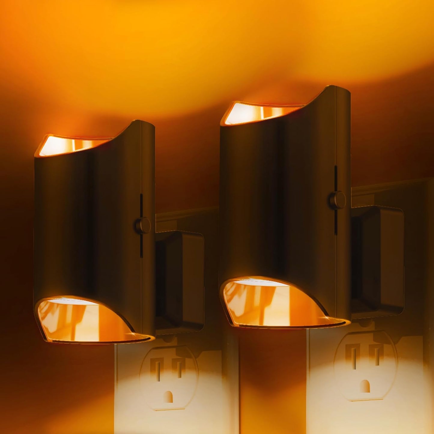 L LOHAS LED Night Light, Amber & Yellow Night Lights Plug into Wall, Dimmable Light Sensor, Soft Night Light, Sleep Light for Kids, Warm Night Light for Bedroom, Hallway, Bathroom, 2 Pack