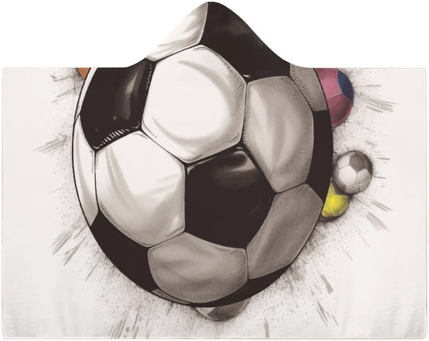 Soccer Drawing Oversized Blanket Hoodie Fleece Wearable Blanket Sweatshirt Blankets Warm Cozy Robe Gift-