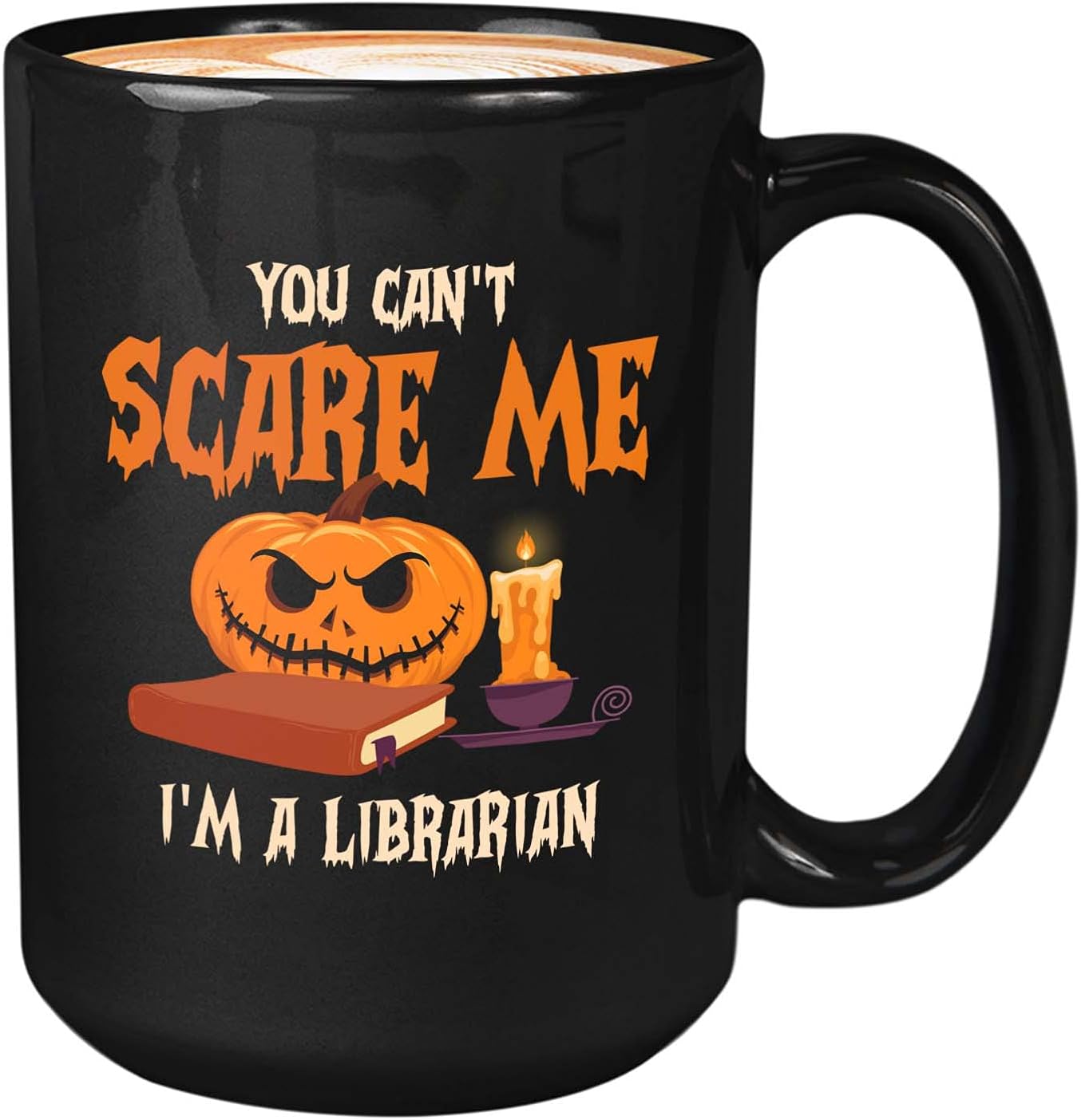 Bubble Hugs You Can't Scare Me Mug Black 15 Oz - Funny Reading Book Lovers Literary librarian Halloween Reader - Hellowin, October, Costume, Cospla Horror, Ancient, Festival, Holida Decoration Ideas,
