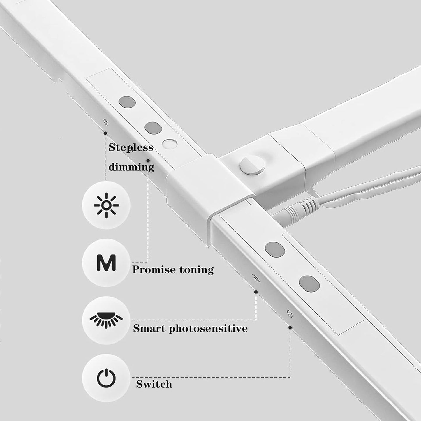 LED Desk Lamp LED Eye Protection Desk Lamp Clip Light Dimmable Touch Control Screen Light Height-adjustable Office Reading Lamp with Intelligent Fill Light White Table Light (Style: Base Style) (