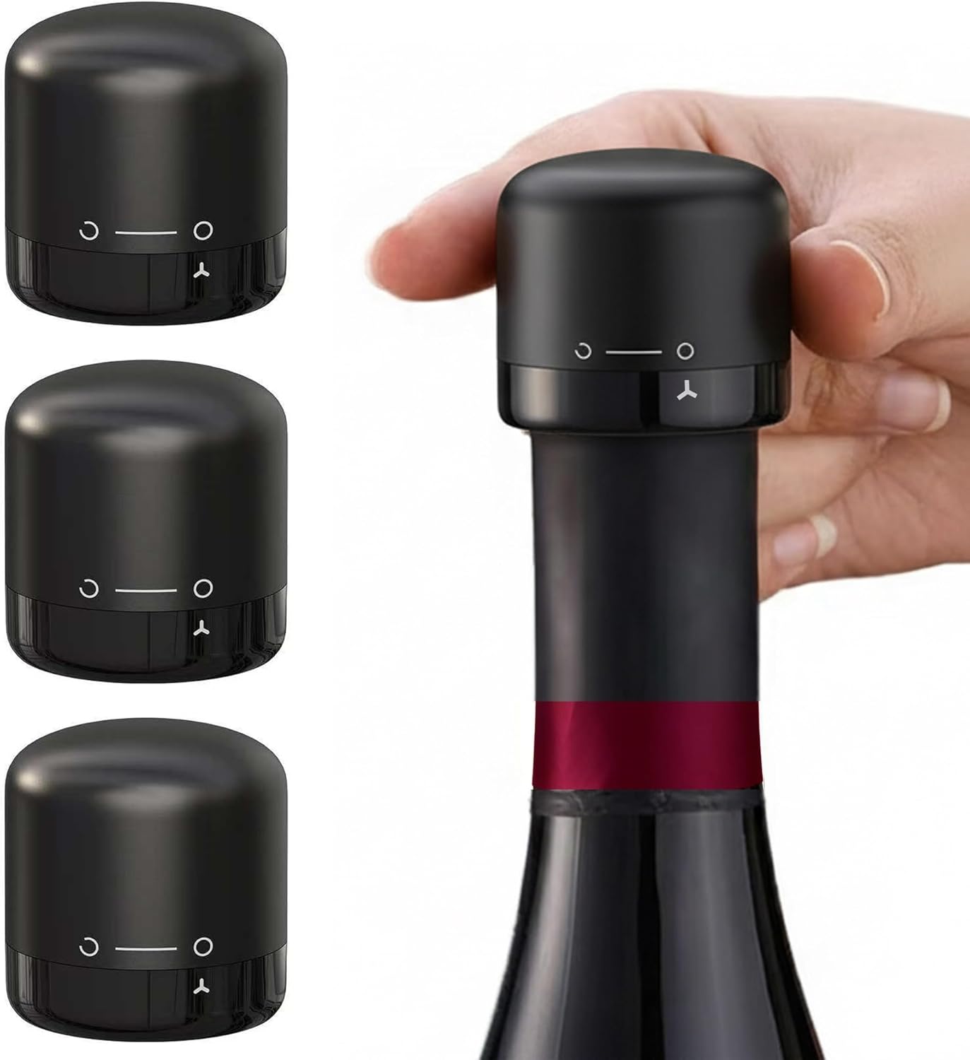 Wine Stopper for Wine Bottles 3Pcs - Leak Proof Wine Bottle Stoppers, Reusable Silicone Wine Saver to Keep Wine Fresh, Cute Wine Accessories Gift Set