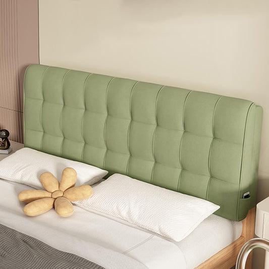 Gray Headboard Pillow with Straps - 63x23x4in, Upholstered Lumbar Support Cushion for Double Bed, Full Size Backrest, Removable Cover for Dorm, Hotel, Daybed. (Green Straps/61x23x4