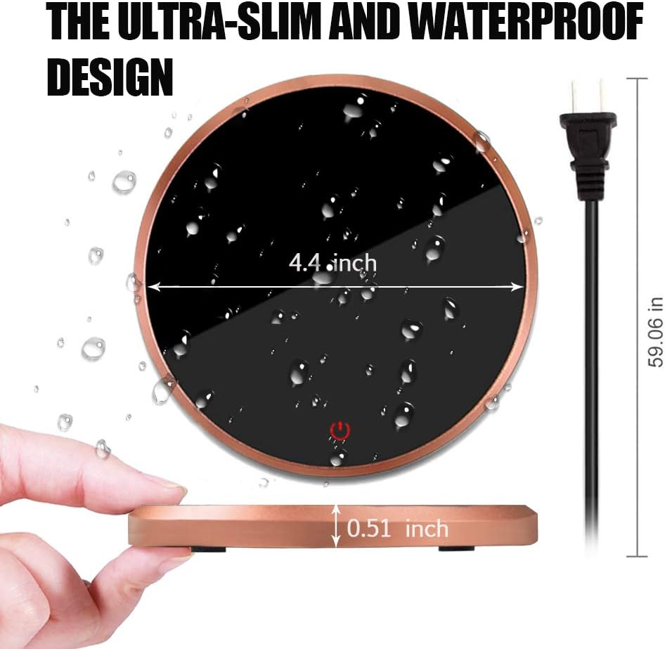 Coffee Mug Warmer - KRGMNHR 18Watt Auto Shut Off Cup Warmer for Home Office Desk Use, Electric Beverage Warmer Heating Plate for Cocoa,Tea, Water, Milk, Rose Gold