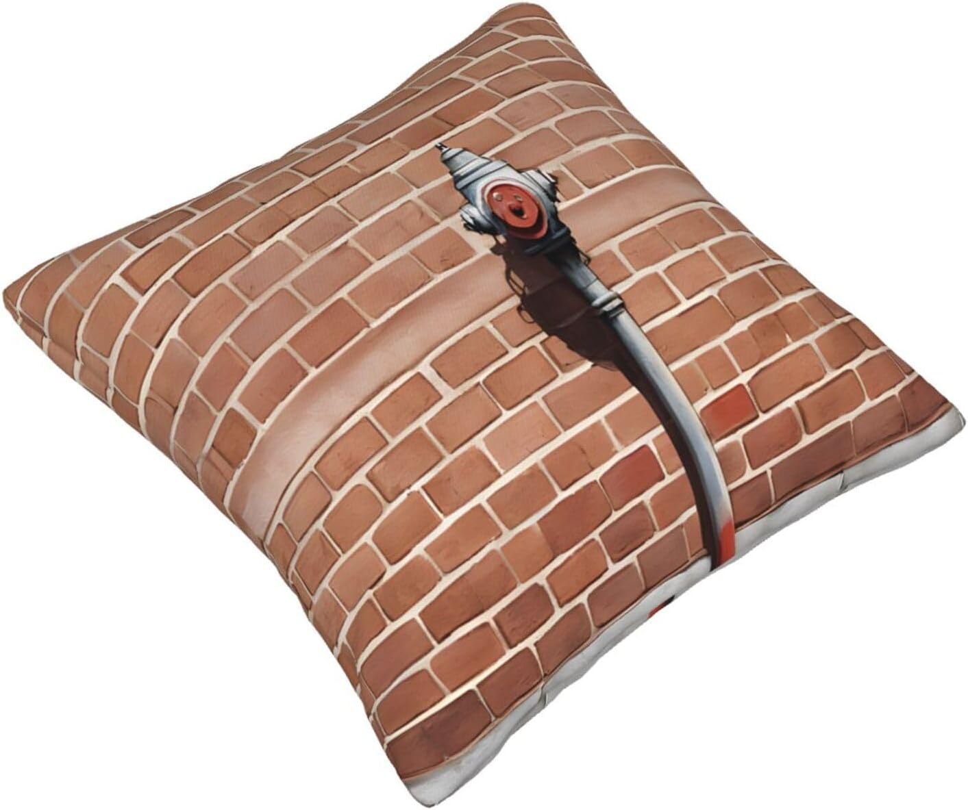 All-Season Square Pillow Covers 18"X18", Industrial Brick Wall, Decorative Throw Pillow Covers For Sofa Bed Couch, Hidden Zipper Cushion Cover, Square Lumbar & Accent Pillowcases For Home Decor
