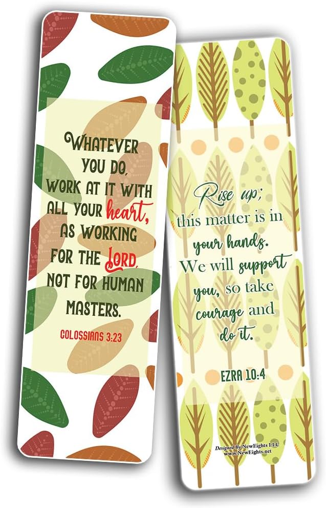 NewEights Bible Verses About Work That Motivate and Uplift You Bookmarks (12-Pack) - Daily Motivational Card Set – Collection Set Book Page Clippers – Ideal for Church Gifts for Boys Girls