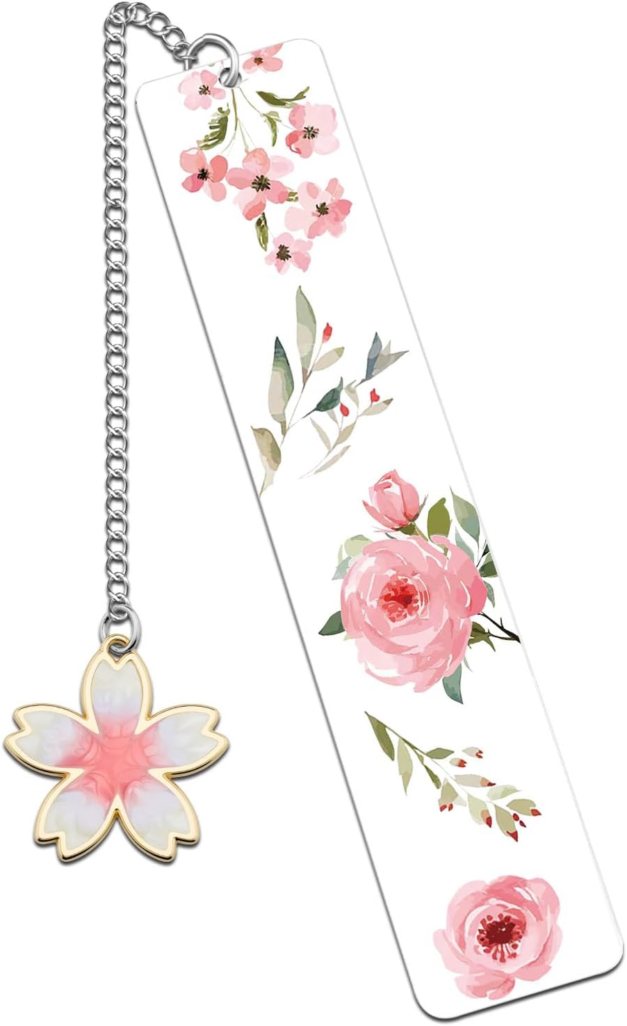 Cute Bookmarks Flower Bookmark Metal Bookmarks Floral Book Marks for Reading Women Kids Book Markers for Women Reading Accessories Pink Bookmark for Book Lovers