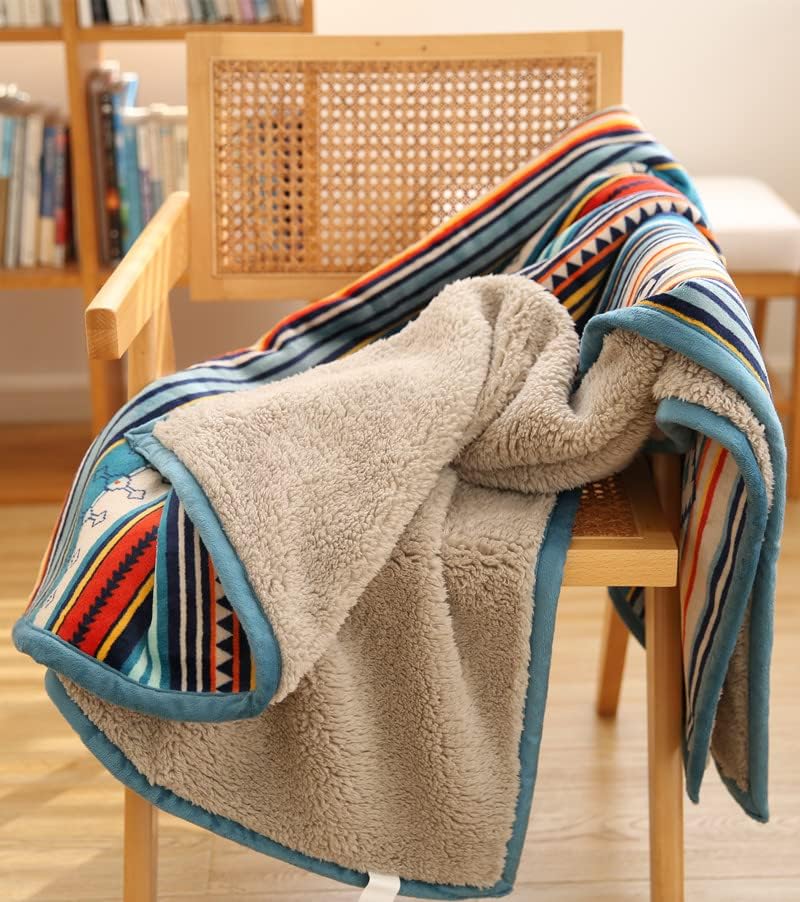 COTTEBED Flannel Sherpa Boho Throw Blankets,All Seasons Lightweight Super Soft Cozy Comfy Fluffy Fuzzy,Fleece Bedding Blanket for Bed Sofa Couch Living Room Camping Travel(Bohemia,50x60)