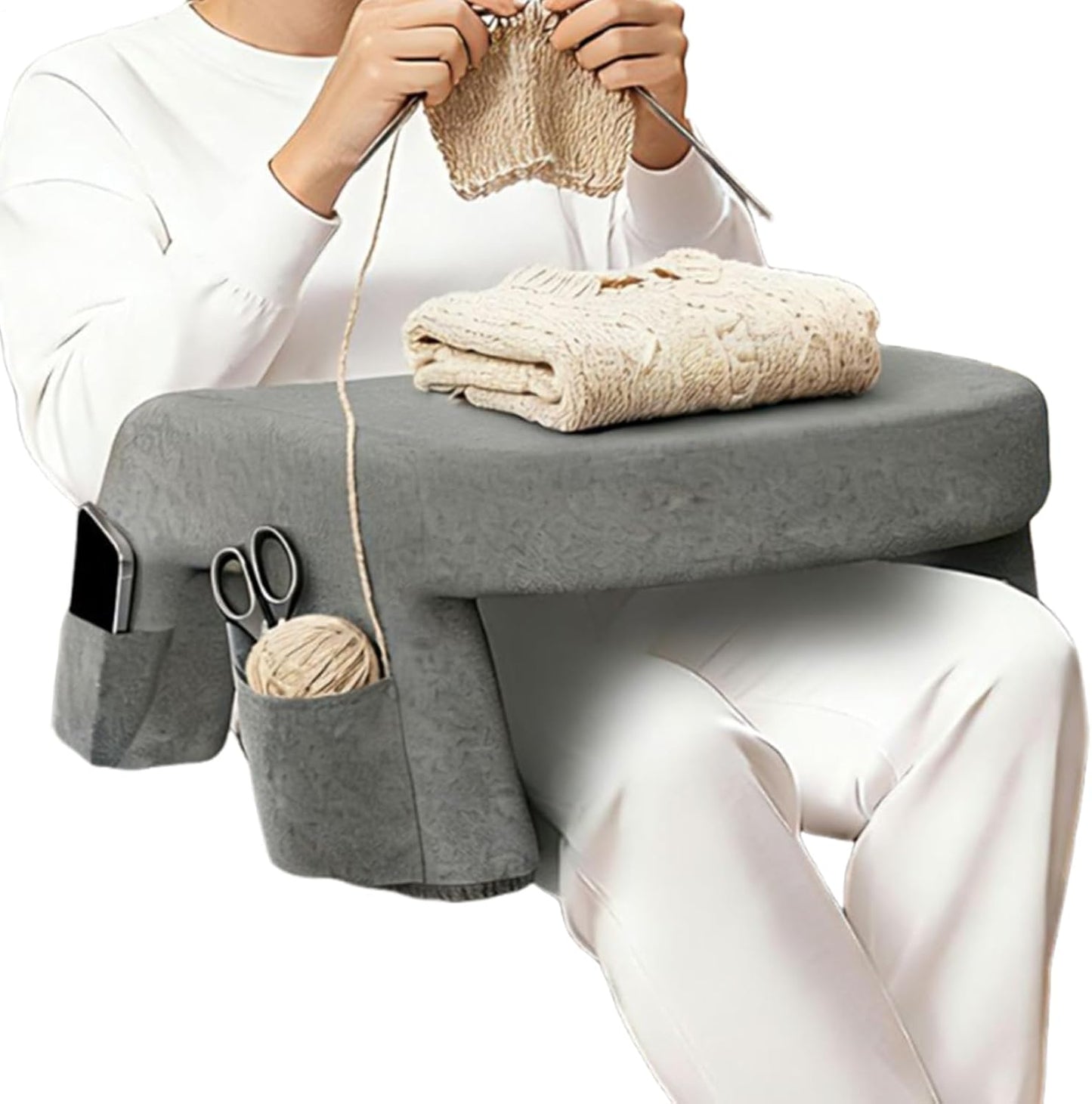 Memory Foam Reading Pillow, Ergonomic Bed Cushion, Non Slip Arm Rest Pillow with Lap Desk Support, Floor Couch Pillows, Reading Pillows with Design Work Crocheting Sitting Book Laptop Tablet
