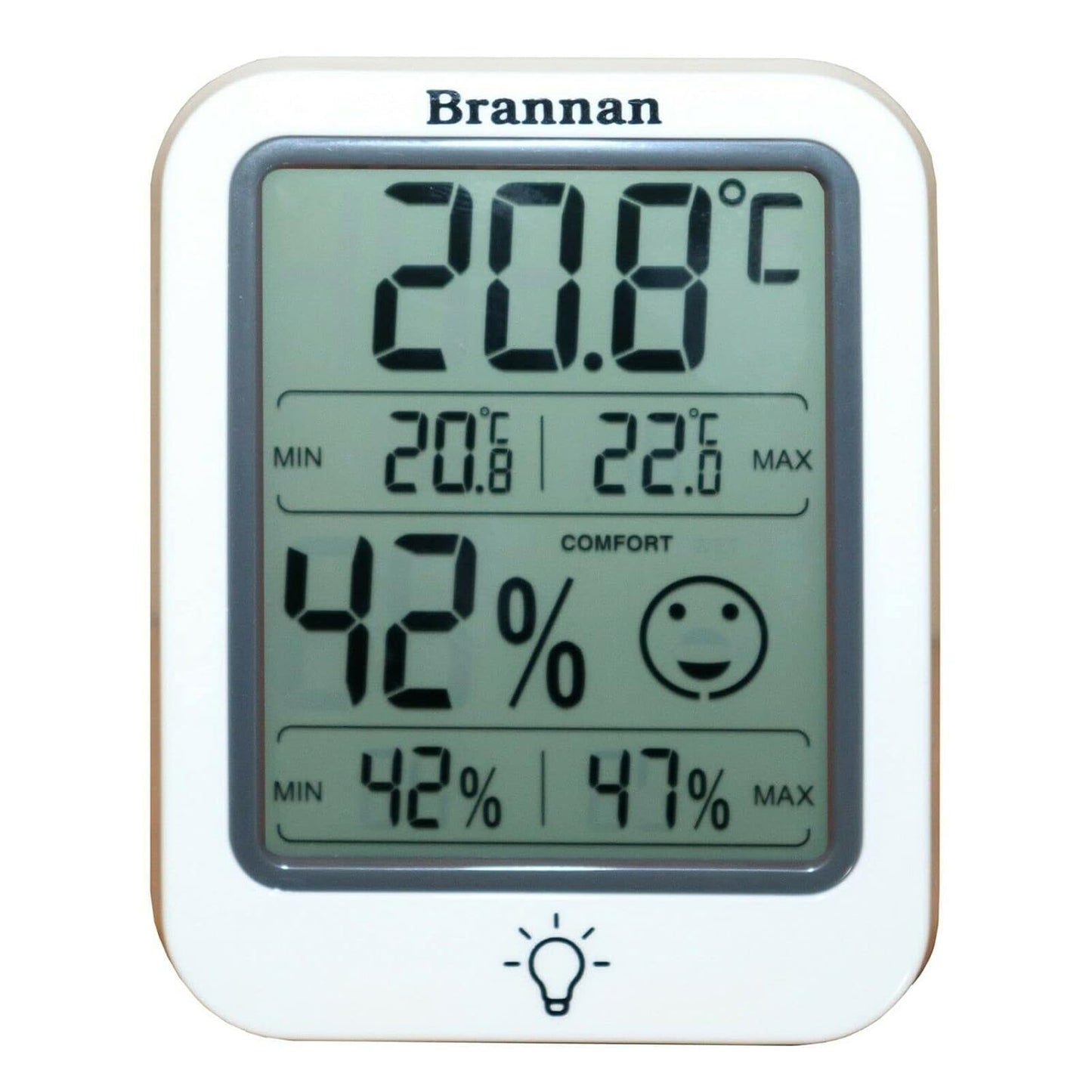 Brannan Digital Room Thermometer Hygrometer Indoor Humidity Meter Accurate Temperature Max Min Recording Backlight LCD Display Monitor Home Office Baby Room Nursery Greenhouse