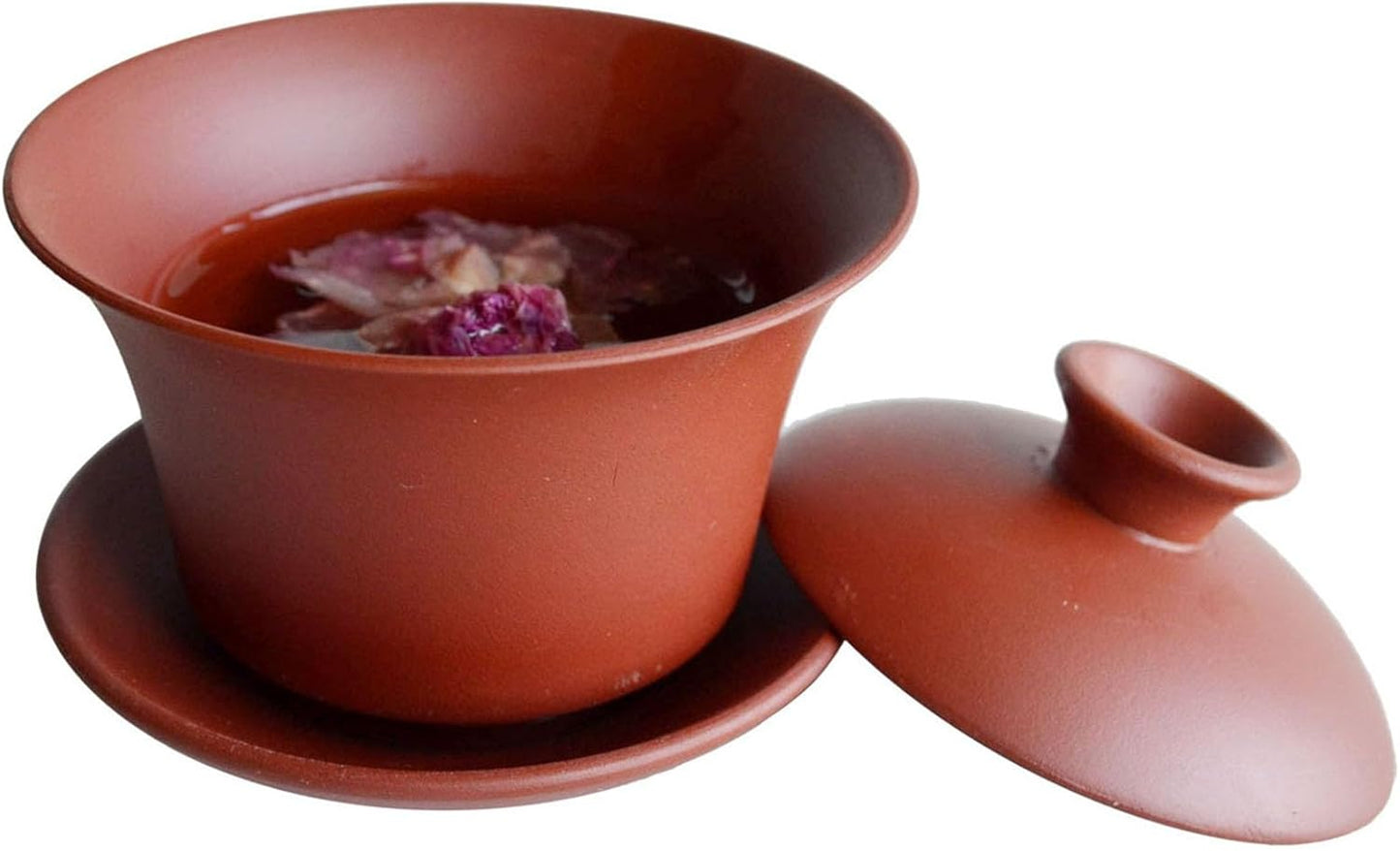 Gaiwan Teacup Kungfu Tea bowl Zisha Red Clay black 4oz/130ml Cup Sancai Saucers (Red)