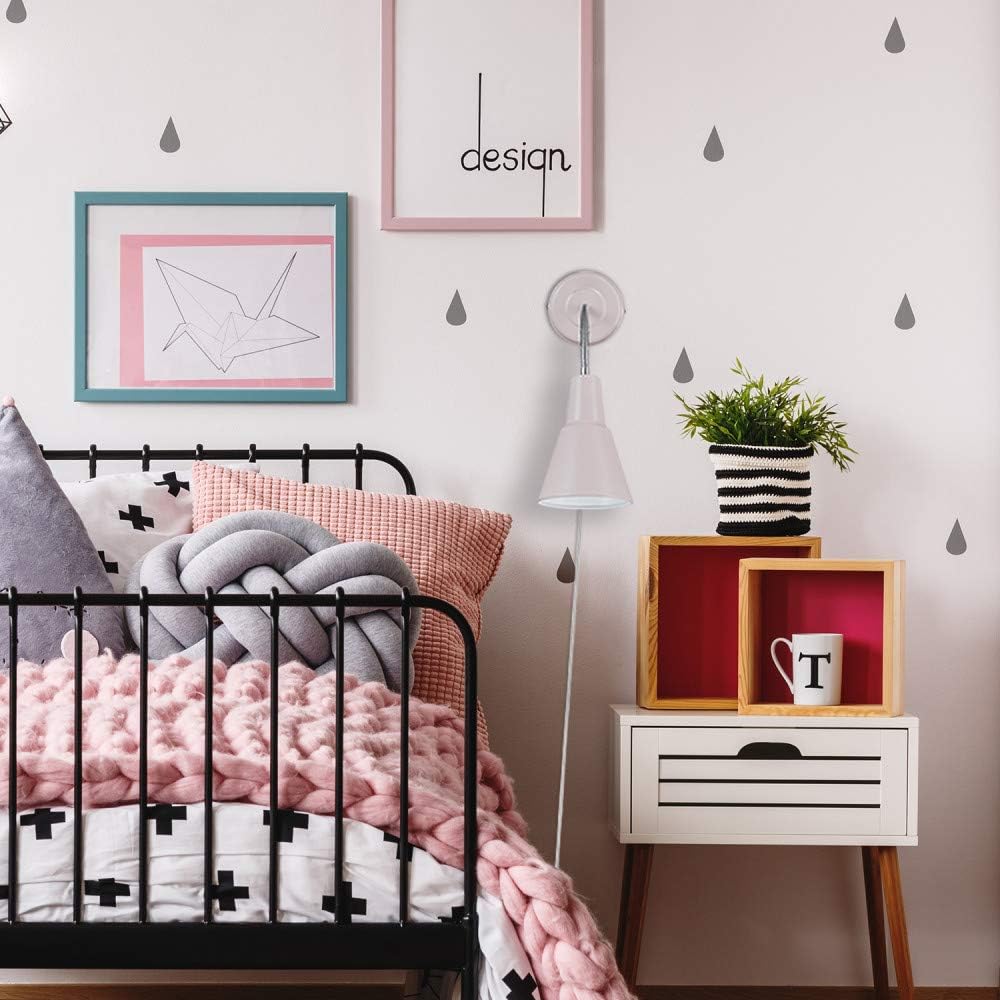 Globe Electric 13064 Sophie 1-Light Plug-in or Hardwire Wall Sconce, Chrome Gooseneck, Matte Rose, 6ft Clear Cord, Bulb Not Included