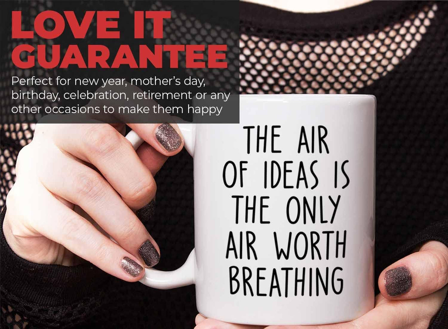 Bubble Hugs Writer Coffee Mug 11oz White - The air of ideas is the only air worth breathing - Reading Book Lover for Bookworm Bibliophile Librarians Author Readers Bookish