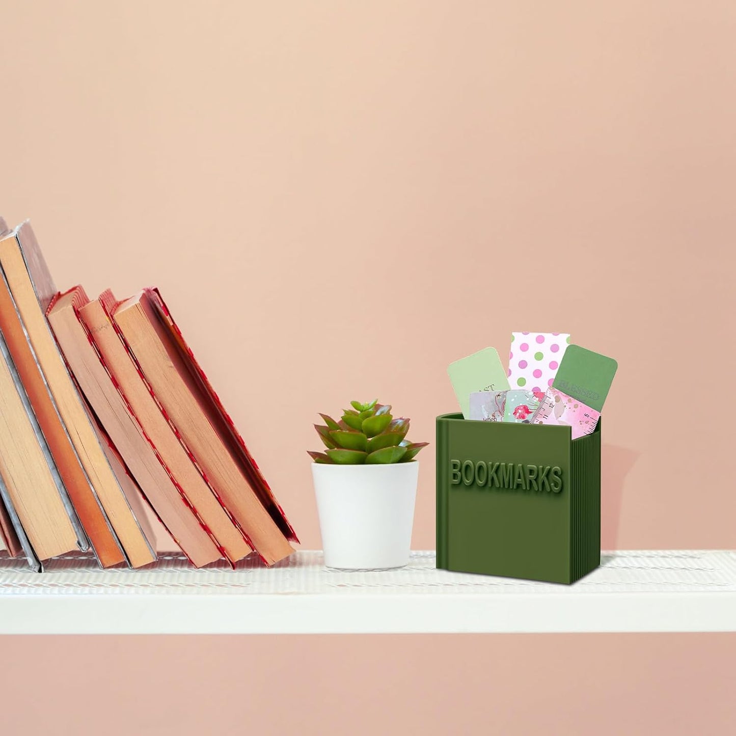 Honeydak 3D Printed Book Shaped Bookmark Holder Book Lover Gift Bookish Accessory Office Desk Supplies Funny Bookmark Accessories End of Year Gift for Teacher(Green)