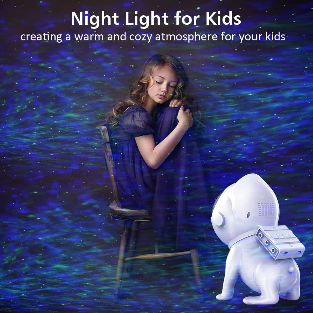Space Dog Astronaut Star Projector - 21 Color Modes, Bluetooth Speaker, White Noise, Ocean Wave Bedroom Night Light Projector for Kids Teen Boys Teen Girls