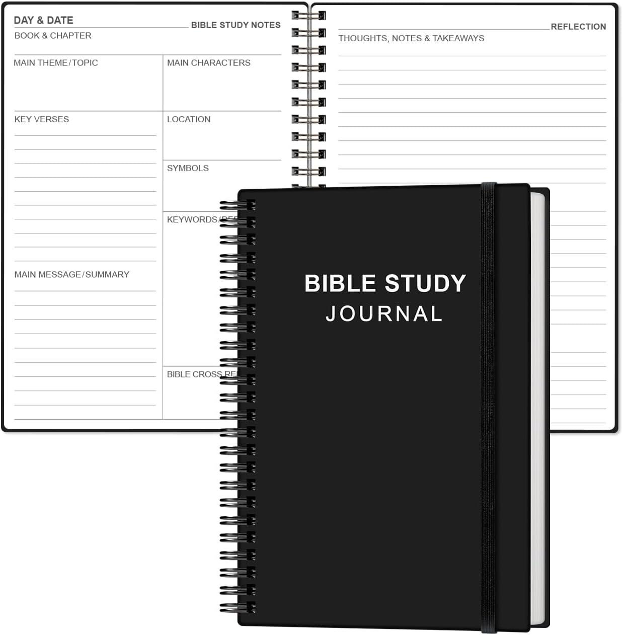 Heveboik Bible Study Journal – Church Notes Notebooks – Note Taking & Journaling Kit, 5.8" x 8.5", Black