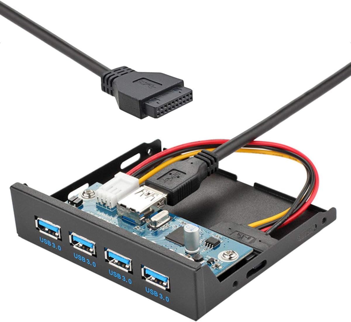 Cablecc USB 3.0 HUB 4 Ports Front Panel to Motherboard 20Pin Connector Cable for 3.5" Floppy Bay