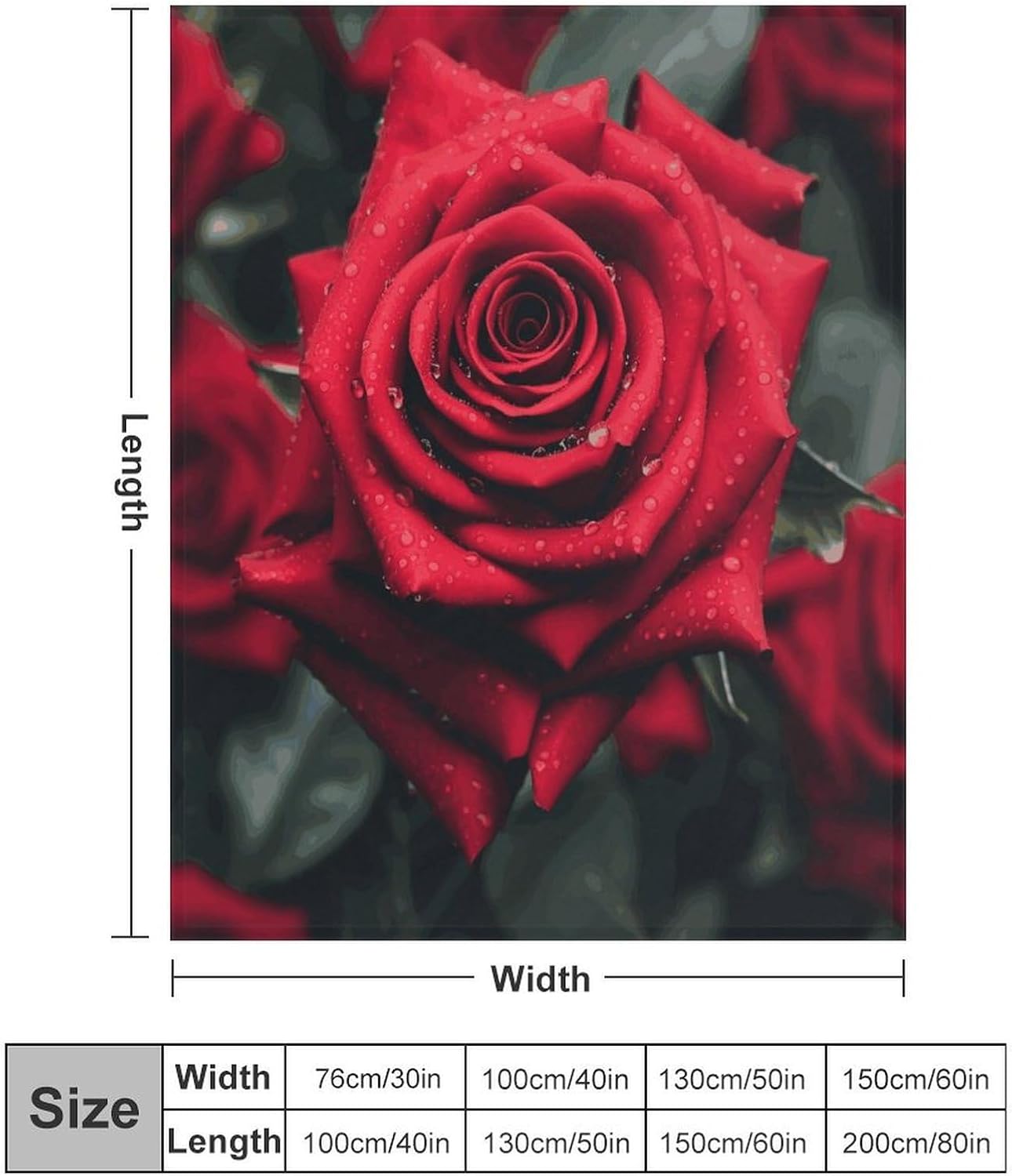 Red Rose Blanket Super Soft Lightweight Throw Blanket Cute Cozy Warm Bed Blanket Decorative Fuzzy Blanket All-Season Home Decor Gift for Sofa Couch Living Room 50"*60"（130 * 150cm）