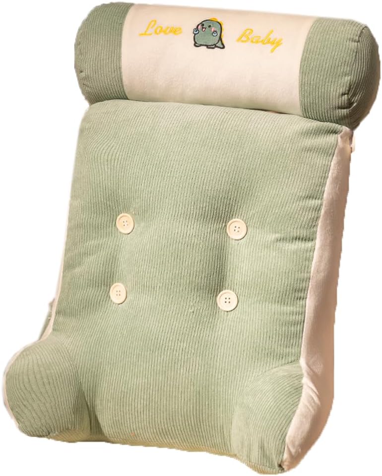Office Chair Lumbar Pillow Bed Headboard Backrest Lumbar Support Pillow Soft Reading Back Cushion with Small Bolster (Cute Dinosaur, 55×40CM/21.65"×15.7")