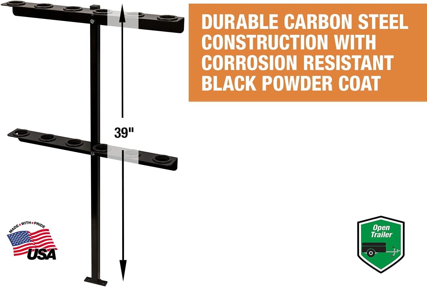 Buyers Products LT35 Vertical Hand Tool Rack for Open Landscaping Truck Trailers, 6 Tools for Shovels, Rakes, Hoes, Made In The USA, Lawn Care Equipment, Landscaping Tools