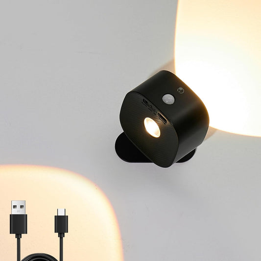 Midea Motion Sensor Wall Mounted Light Indoor,Wireless Dimmiable Wall Sconce with Rechargeable Battery Operated for Reading Room/Hallway/Stairway/Bedroom Besides