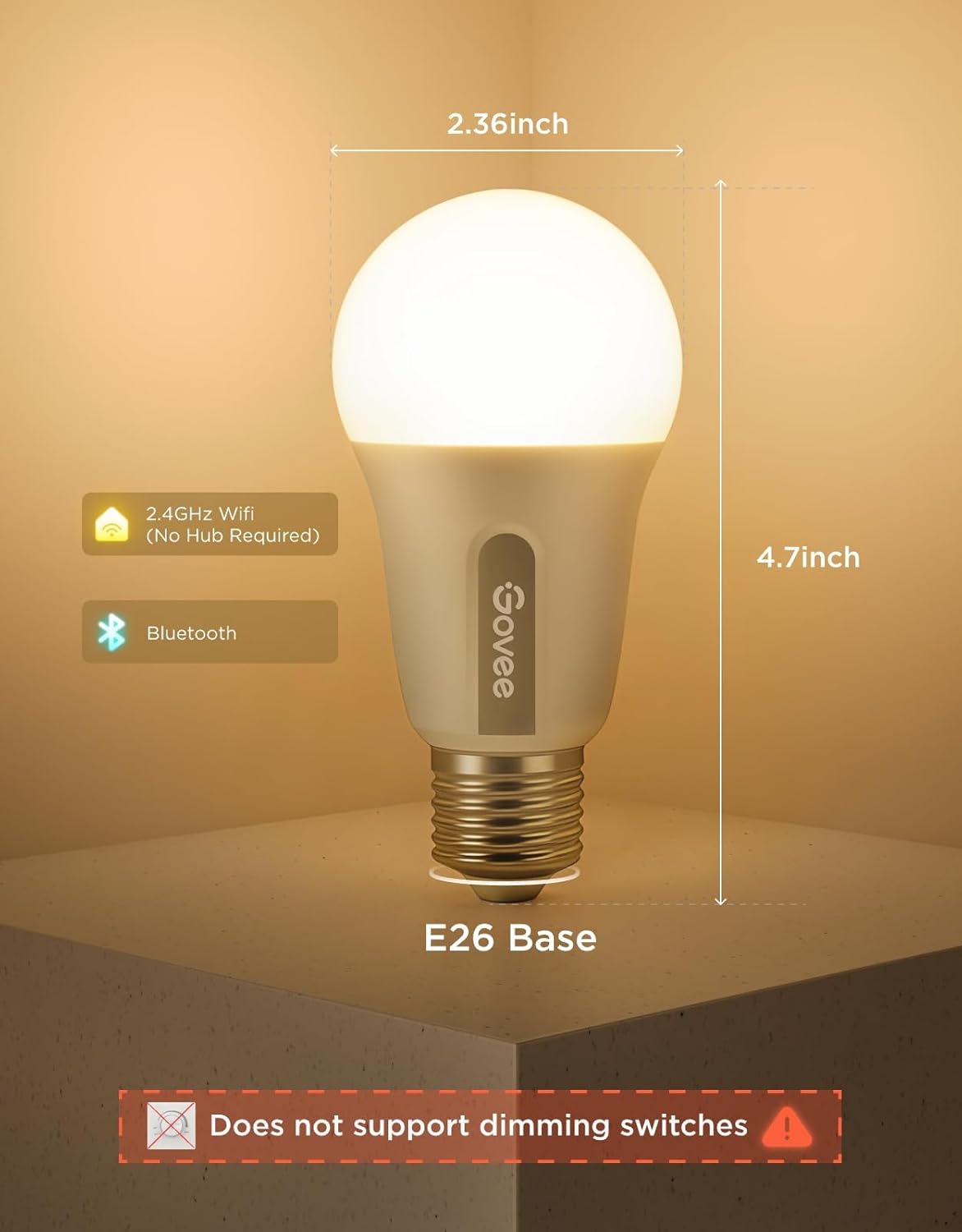 Govee Smart Light Bulbs, WiFi & Bluetooth Color Changing Light Bulbs, Music Sync, 16 Million DIY Colors RGBWW Color Lights Bulb, Work with Alexa, Google Assistant Home App, 800 Lumen, 2 Pack