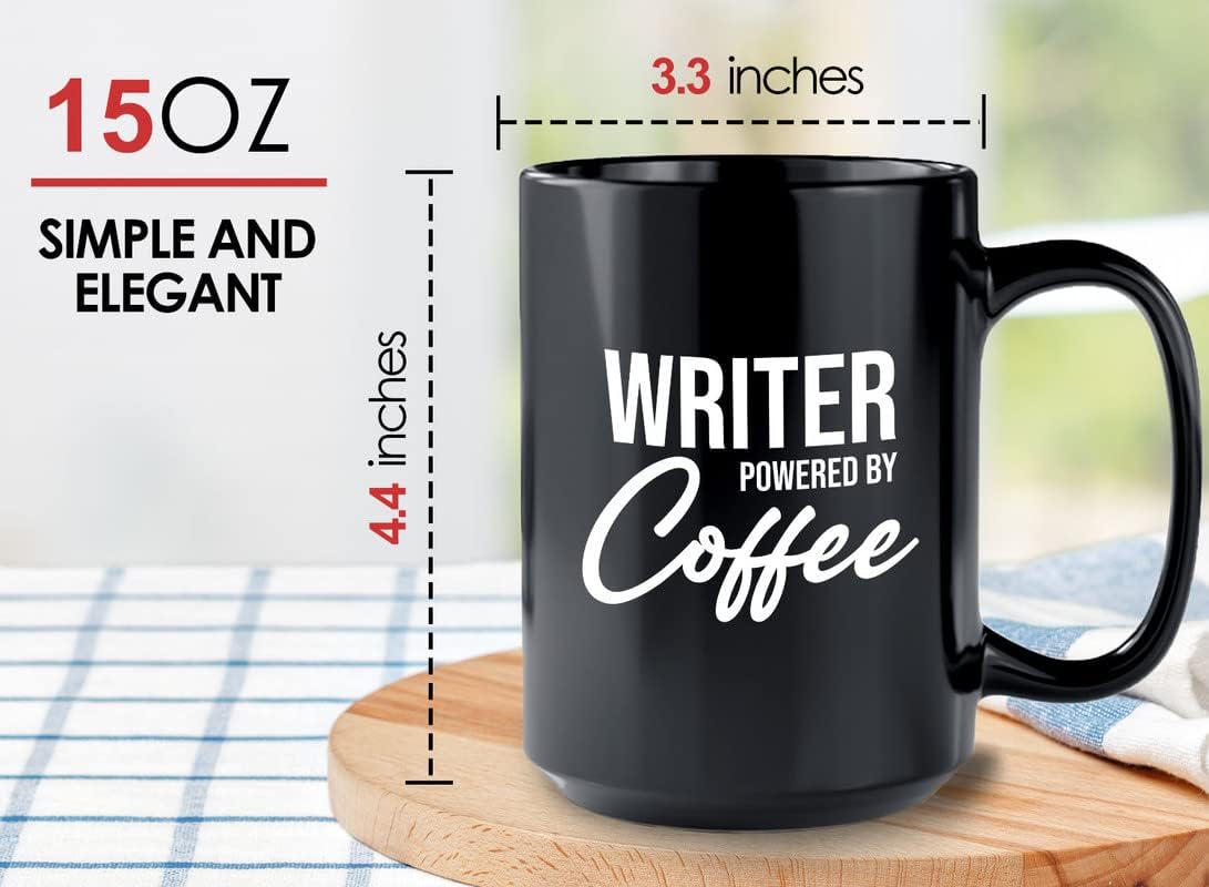 Writer Coffee Mug 15oz Black - Writer by coffee - Paper Butterfly Lid For Novelist Poet Columnist Encouragement journalist author book lover bookworm