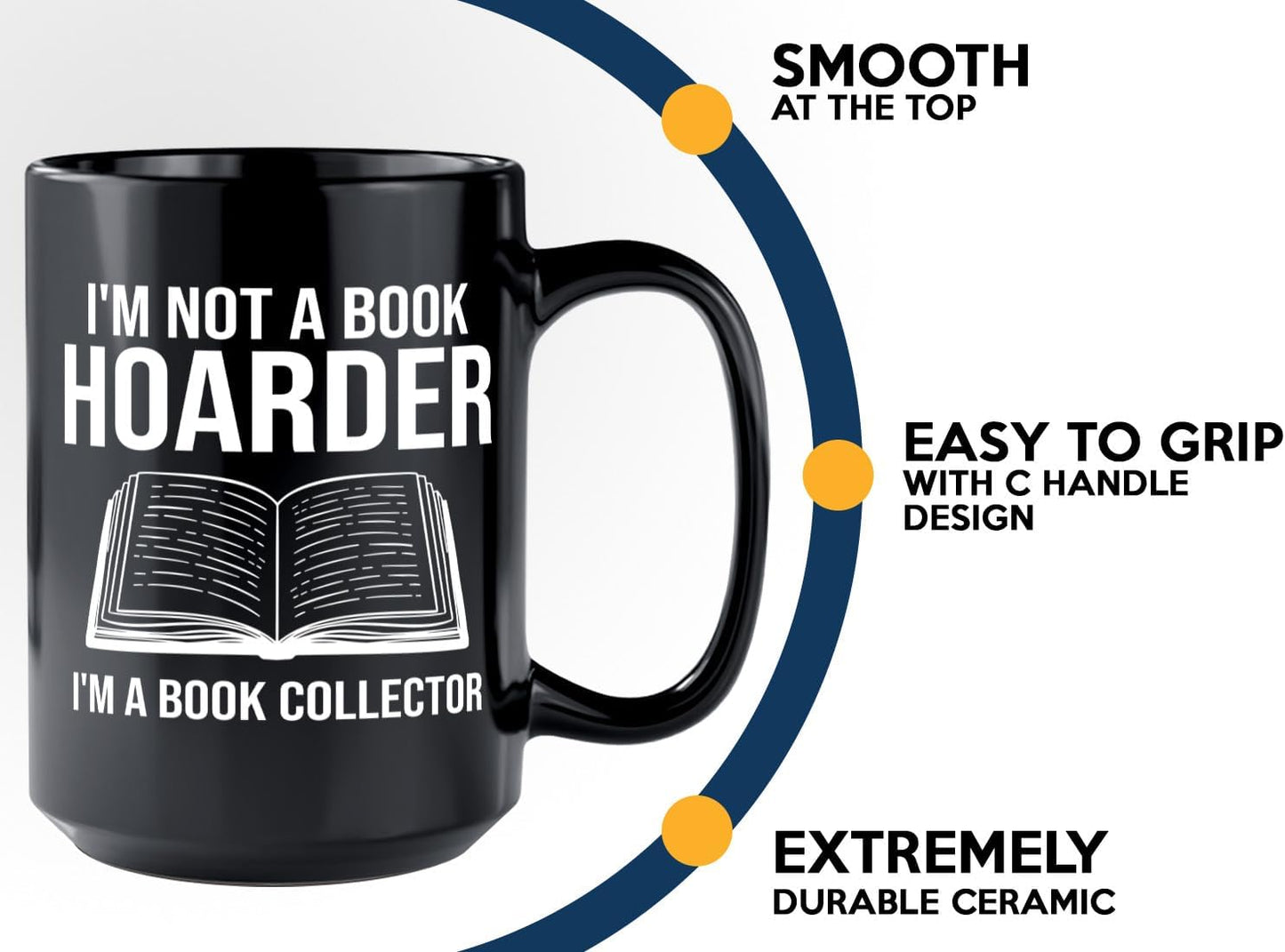 Book Lover Coffee Mug 15oz Black -Im not a - Bookworm Literature Library Book Lover Reader Booked Editor Intellectual Studious
