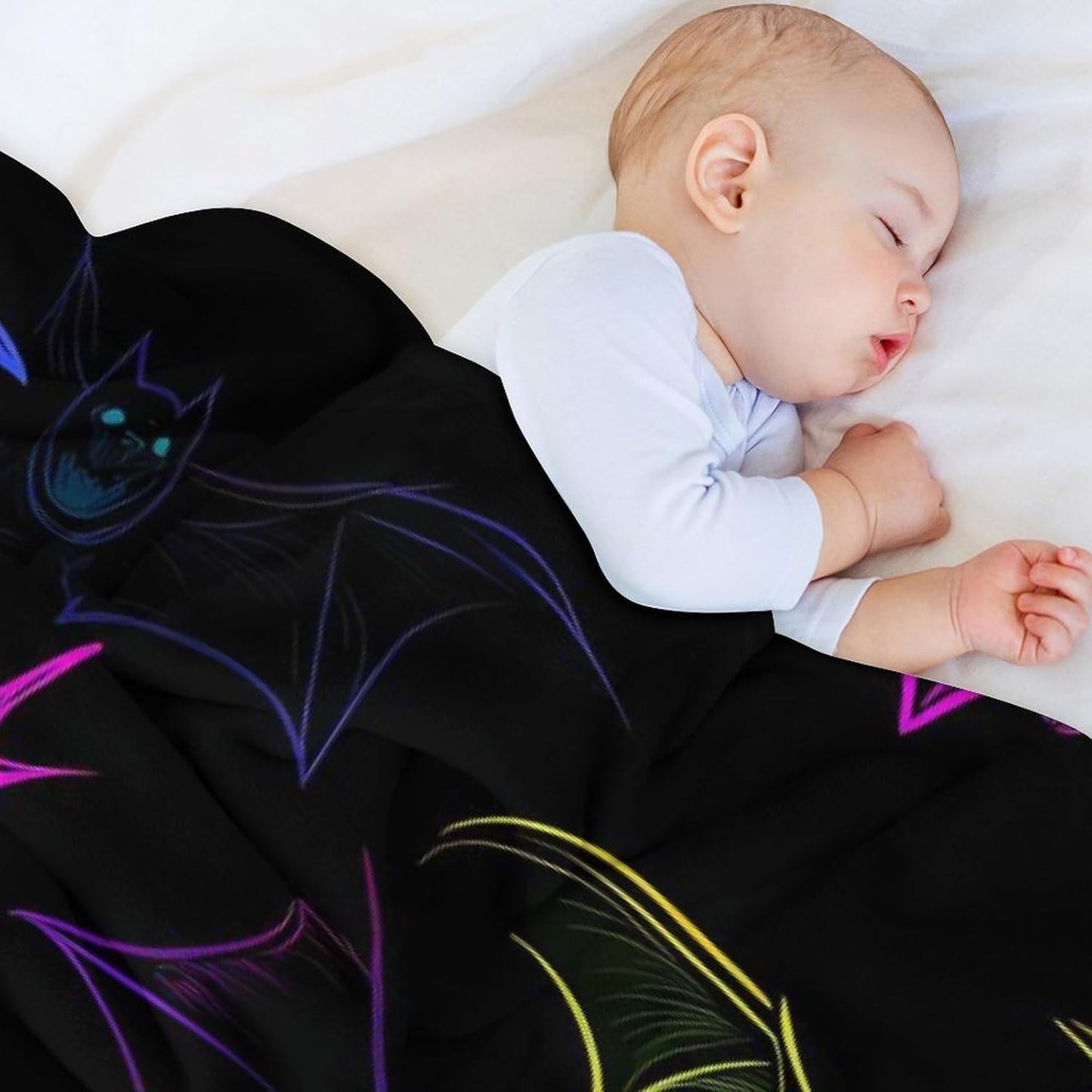 Colorful Bats Throw Blanket for Couch Bed Plush Cozy Fuzzy Flannel Blanket for All Season 30"x50"