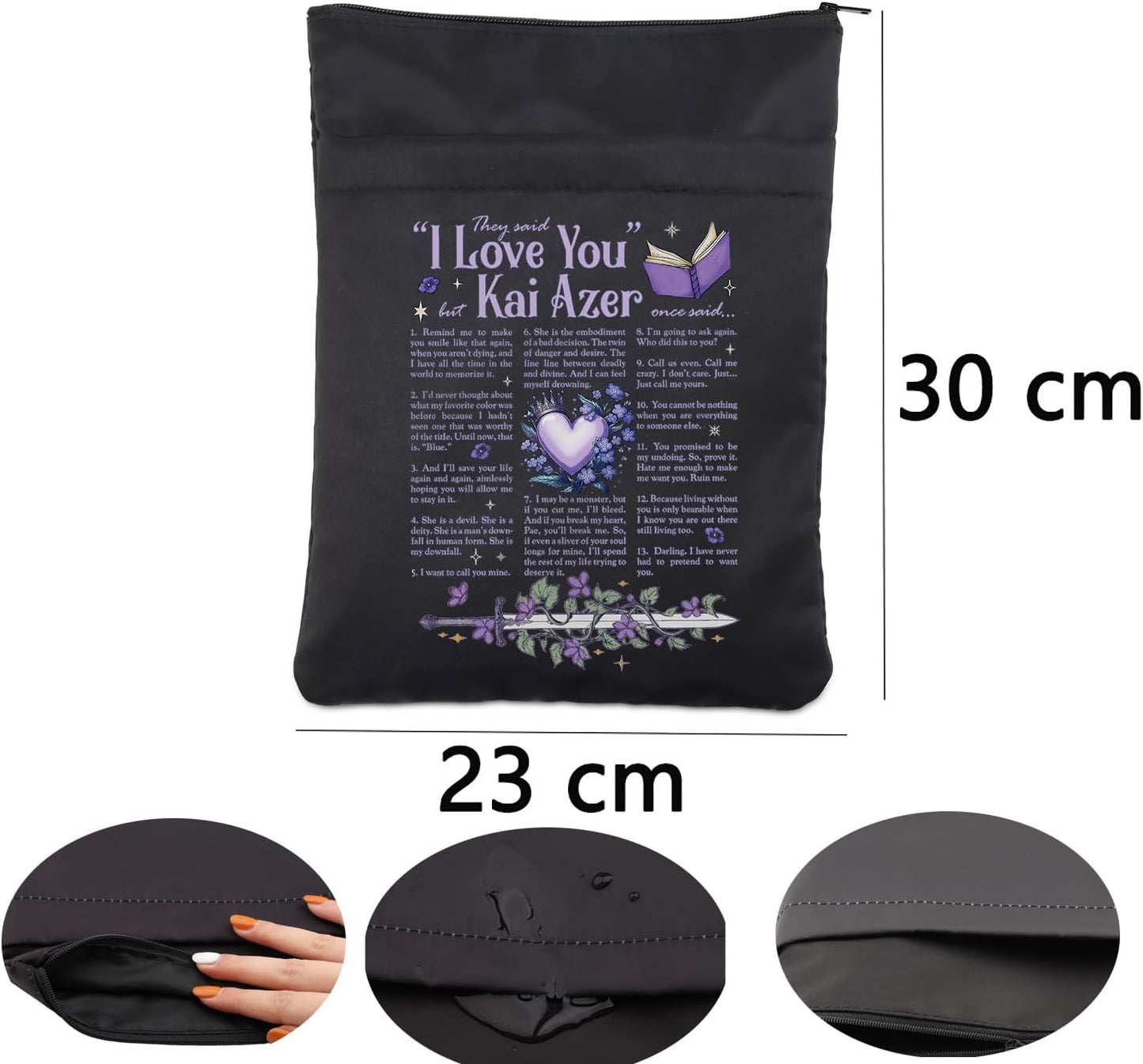 VAMSII Fantasty Book Merch I Love You Romantasy Novel Quote Book Sleeve Special Edition Book Gift Fantasty Lovers Gift (USPowerlessSleeve)