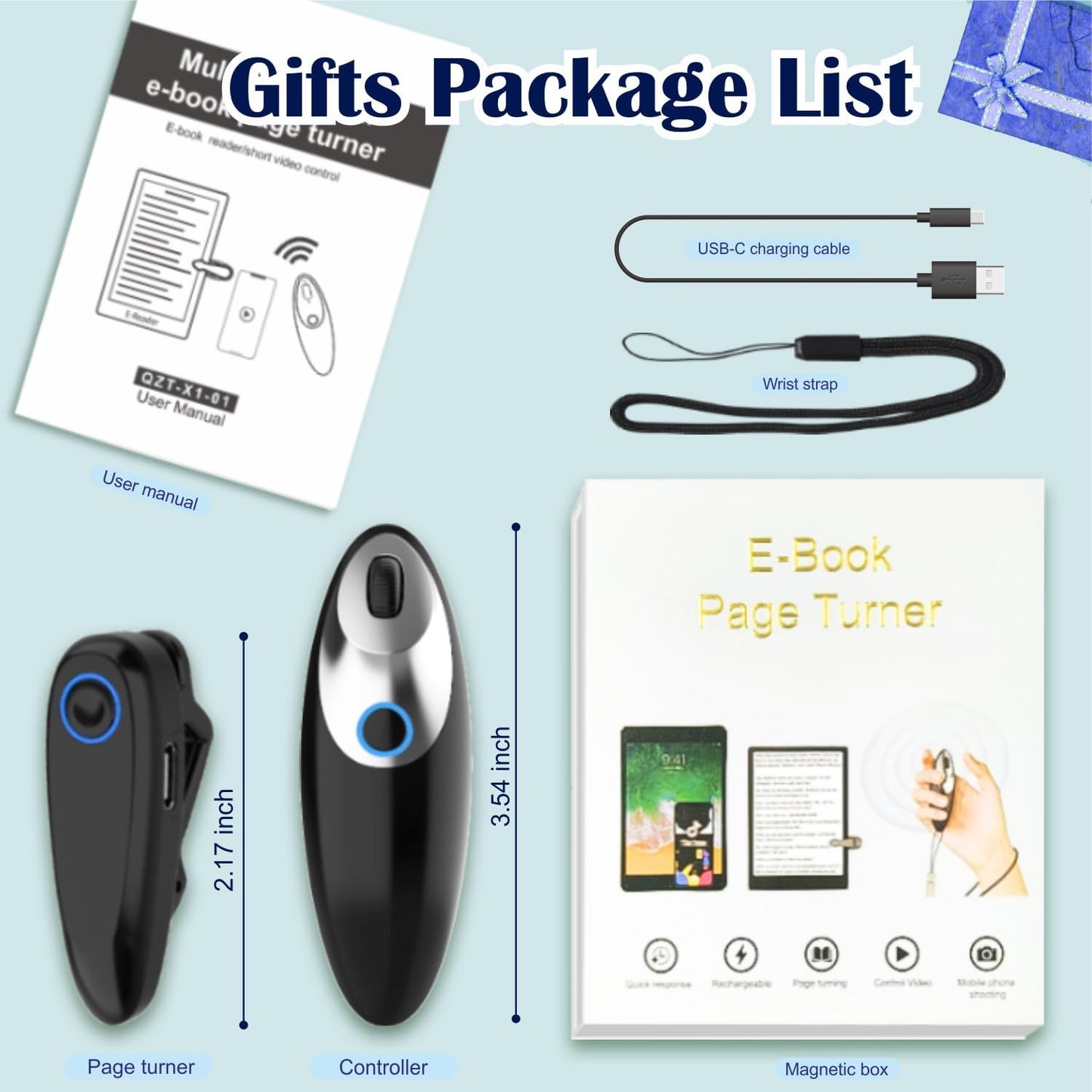 Remote Control Page Turner for Kindle Paperwhite Oasis Kobo eBook Readers,Mute Scroll Wheel Clicker,Remote Scrolling for TikTok,Remote Shutter for Taking Photos and Videos,Supports iPhone,iPad,Android