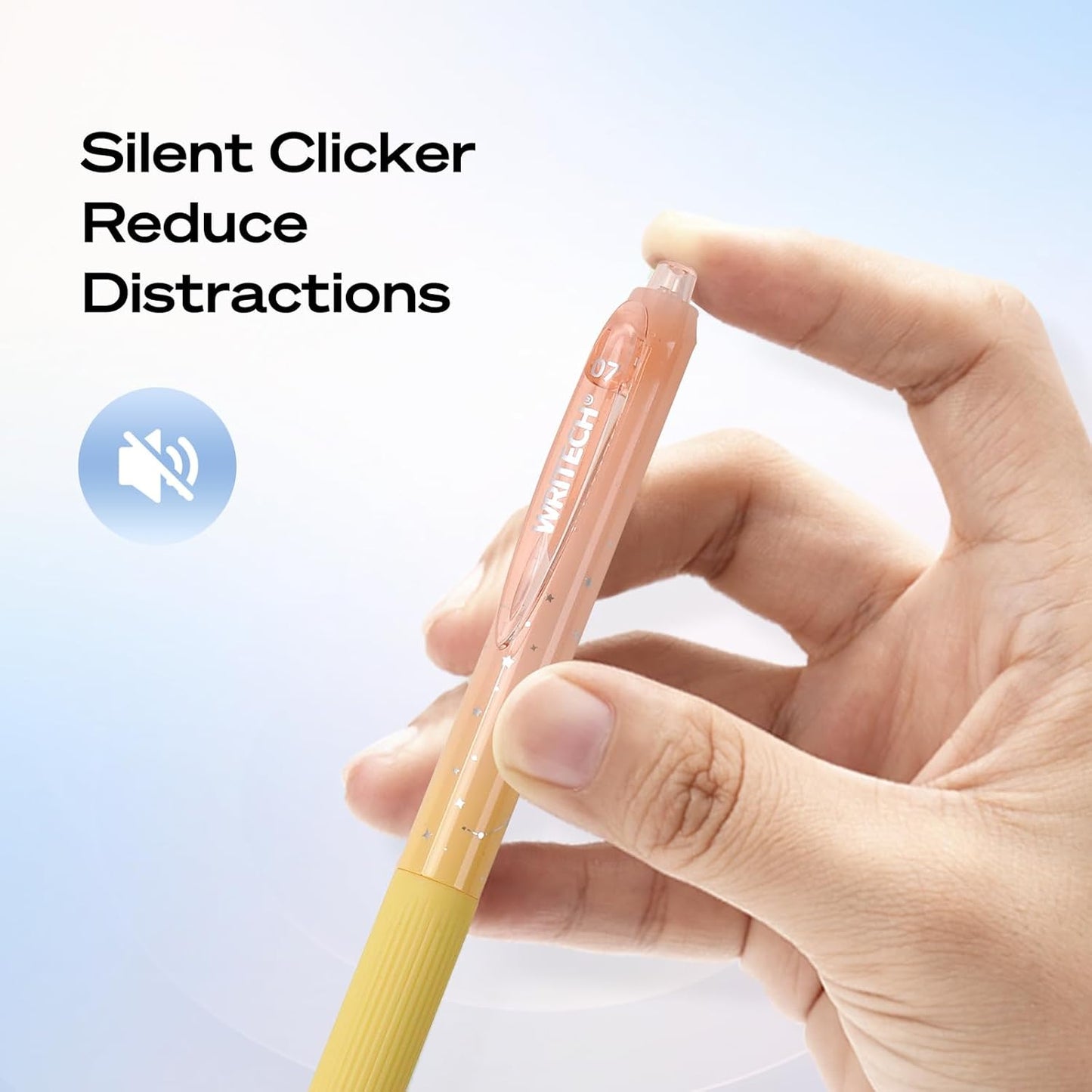 WRITECH Gel Pens Fine Point: Nebula Pen Set 0.7mm Black Ink Retractable 6ct Smooth Writing with Aesthetic Gradient Color Barrel for Journaling Note Taking Silent Click No Smear