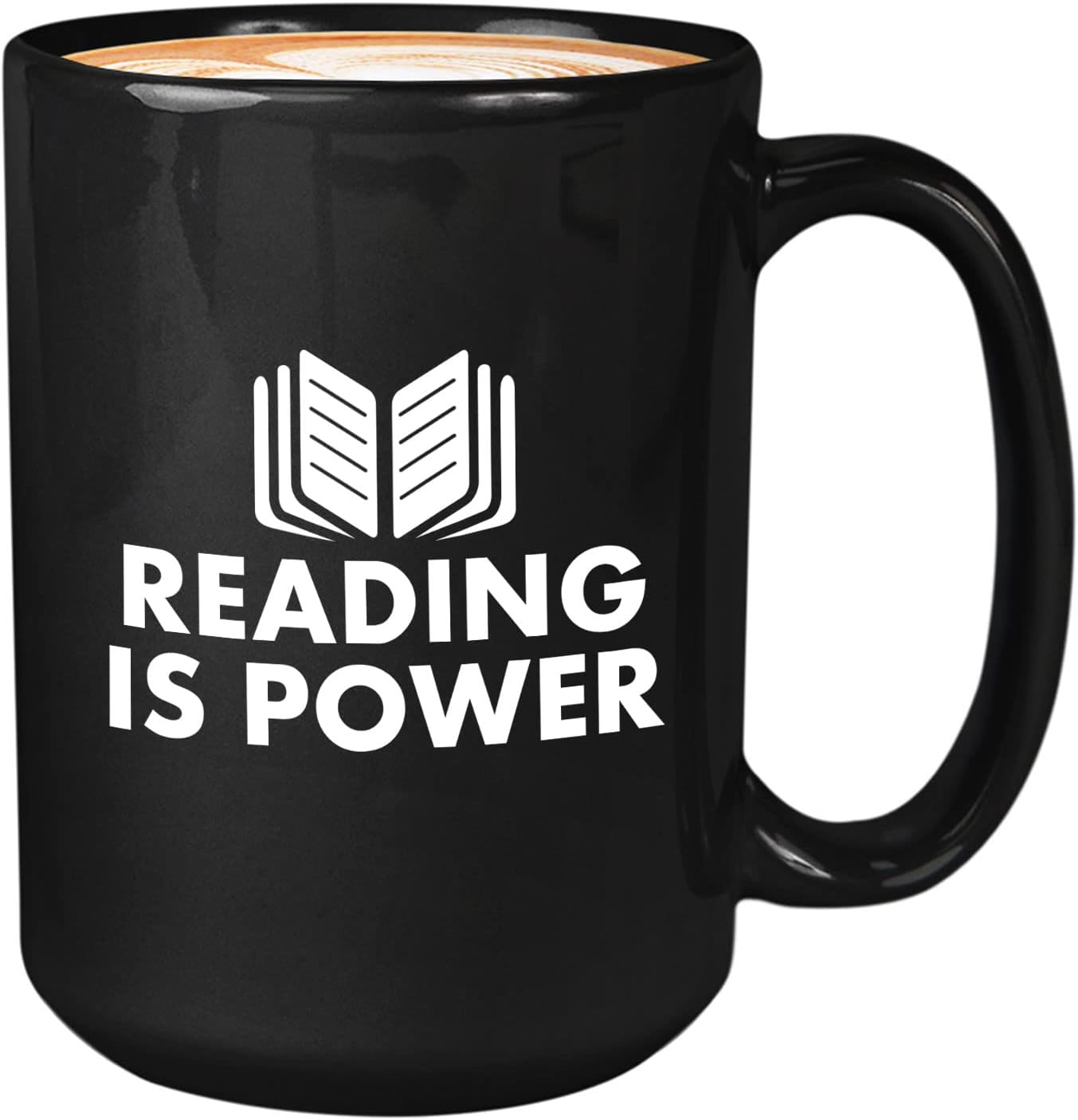 Book Lover Coffee Mug 15oz Black - Reading is power - Literary librarian Literature Bookworm Historian Public Library Curator Bibliophile Bibliolater