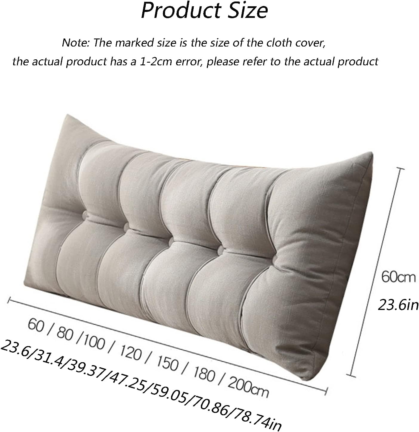 Oversized Body Pillow Headboard Cushion - Soft Lumbar Support for Adults, Extra Backrest Throw Pillow 39.4IN/100CM - Perfect for Bedside Comfort (A 59.05IN/150CM)