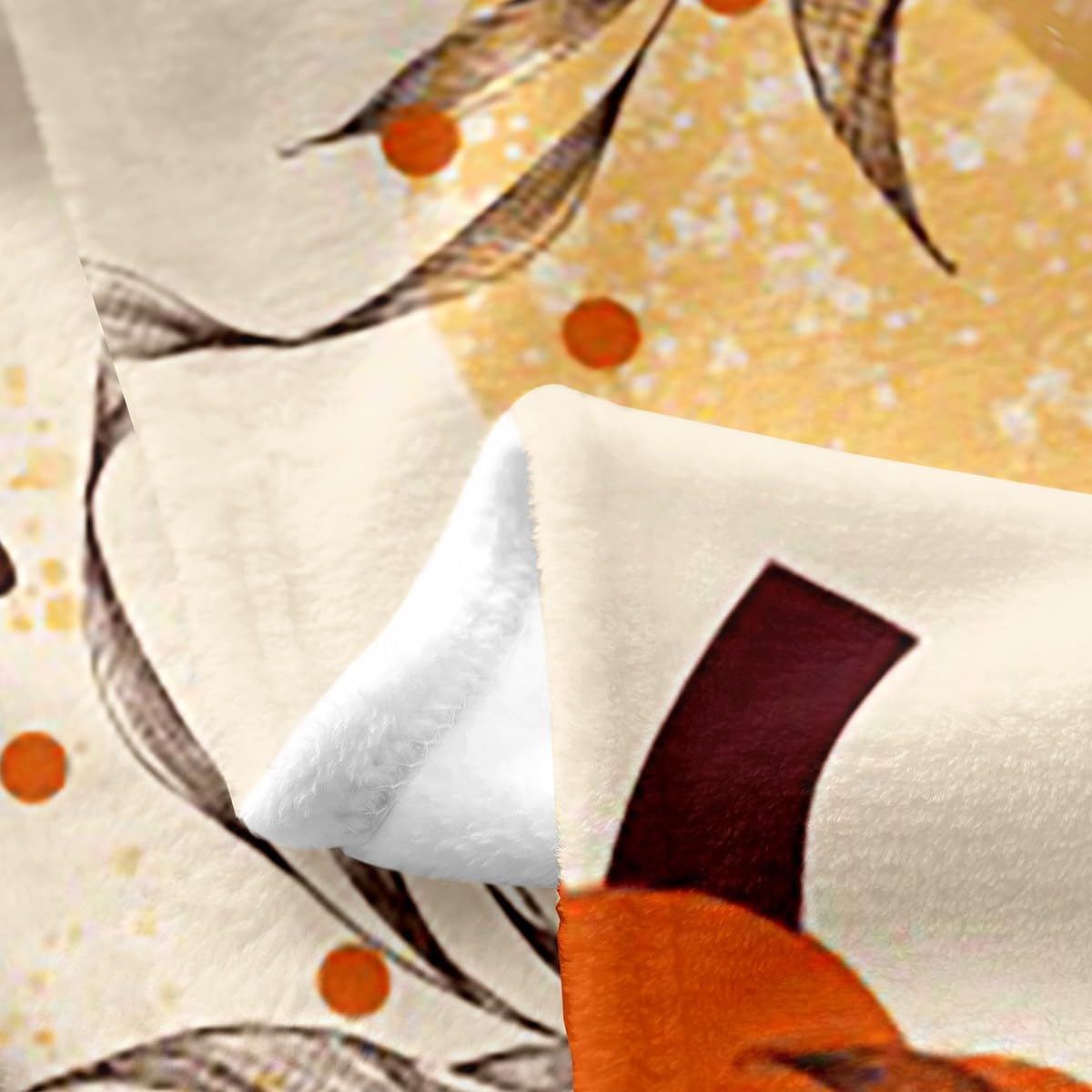 Erosebridal Fall Harvest Pumpkin Flannel Blanket Rustic Countryside Style Fuzzy Plush Throw Autumn Cabin Farmhouse Fleece Blanket for Kids Boys Girls,Pumpkin Leaf Decor for Bed Couch Queen 90"x90"