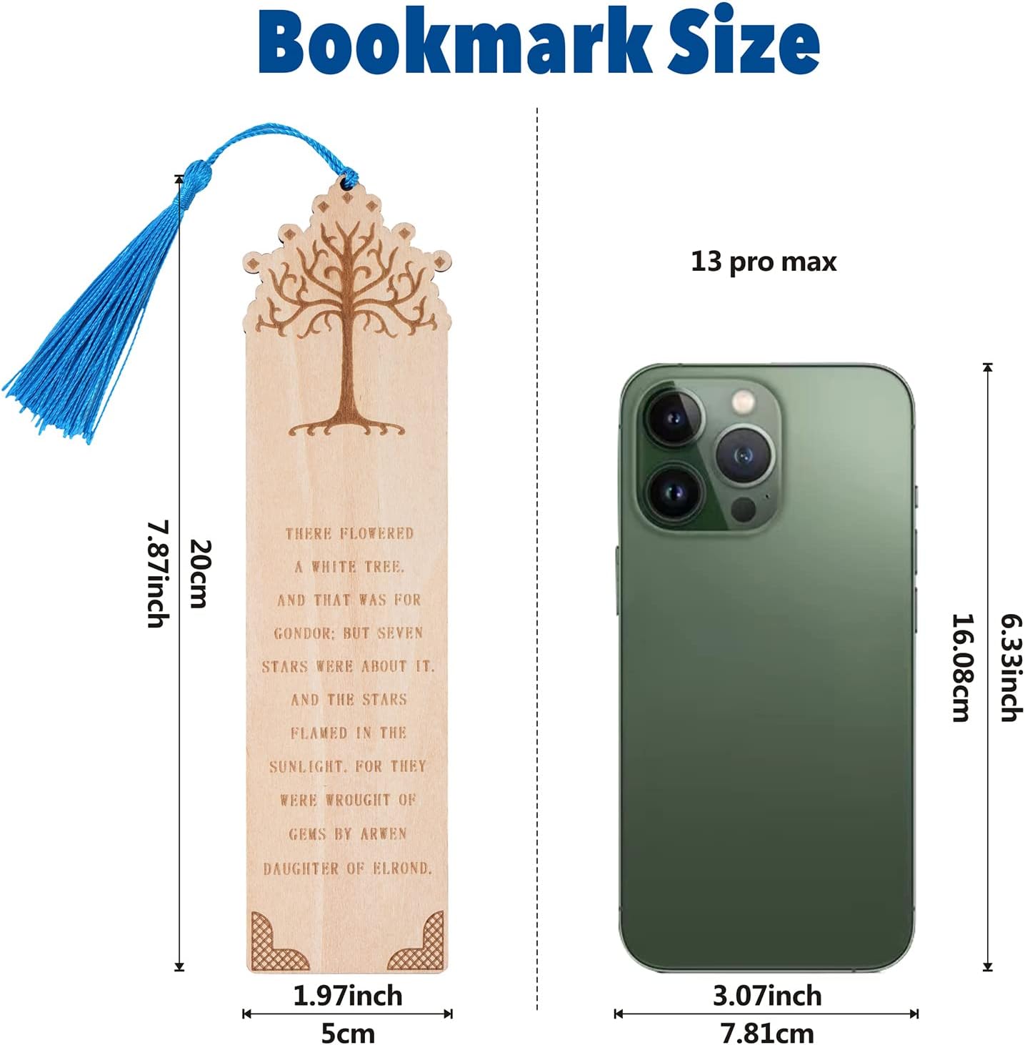5 Pieces LOTRS Bookmark for Men & Women, Lord of Rings Themed Hobbits Bookmarks Set with Silk Tassel, Wooden Book Markers for Reading (Ideal for Gift)