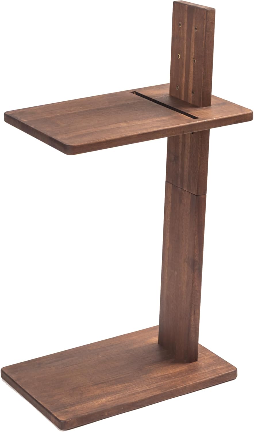 C Table, Premium Solid Acacia Wood, Adjustble Hight and Tablet Holder, Side Tabel for Sofa and Bad
