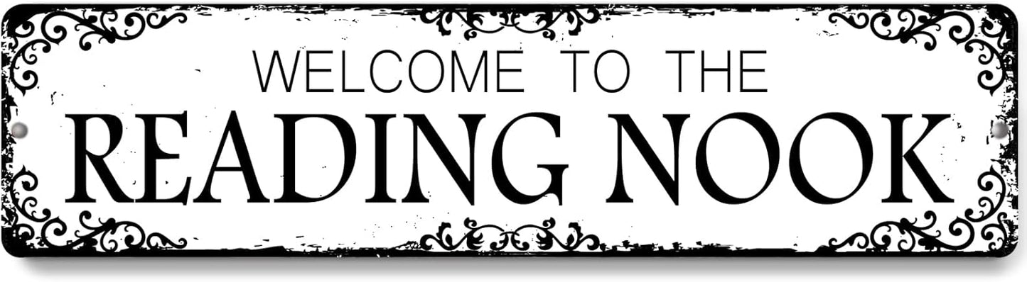12x3 Inch Welcome To The Reading Nook Sign Reading Corner Signage for Outdoor Indoor Home School Library Area Decor Book Reading Lover Gift