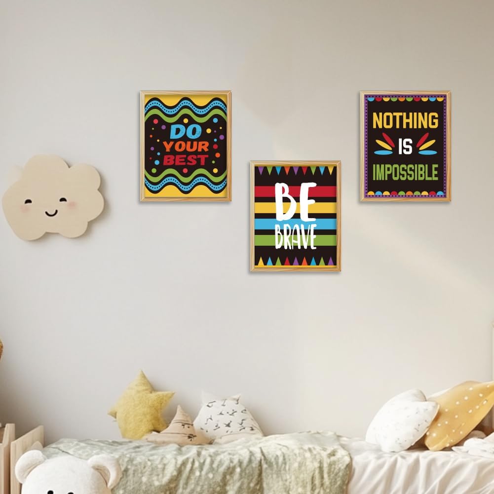 WEBEEDY 9 Pcs Motivational Posters Believe in Yourself Inspiring Canvas Wall Art Decor Boho Aesthetic Prints for Wall Decor Unframed,20x25cm/8x10 Wall Art for Living Room Bedroom Office Library Decor