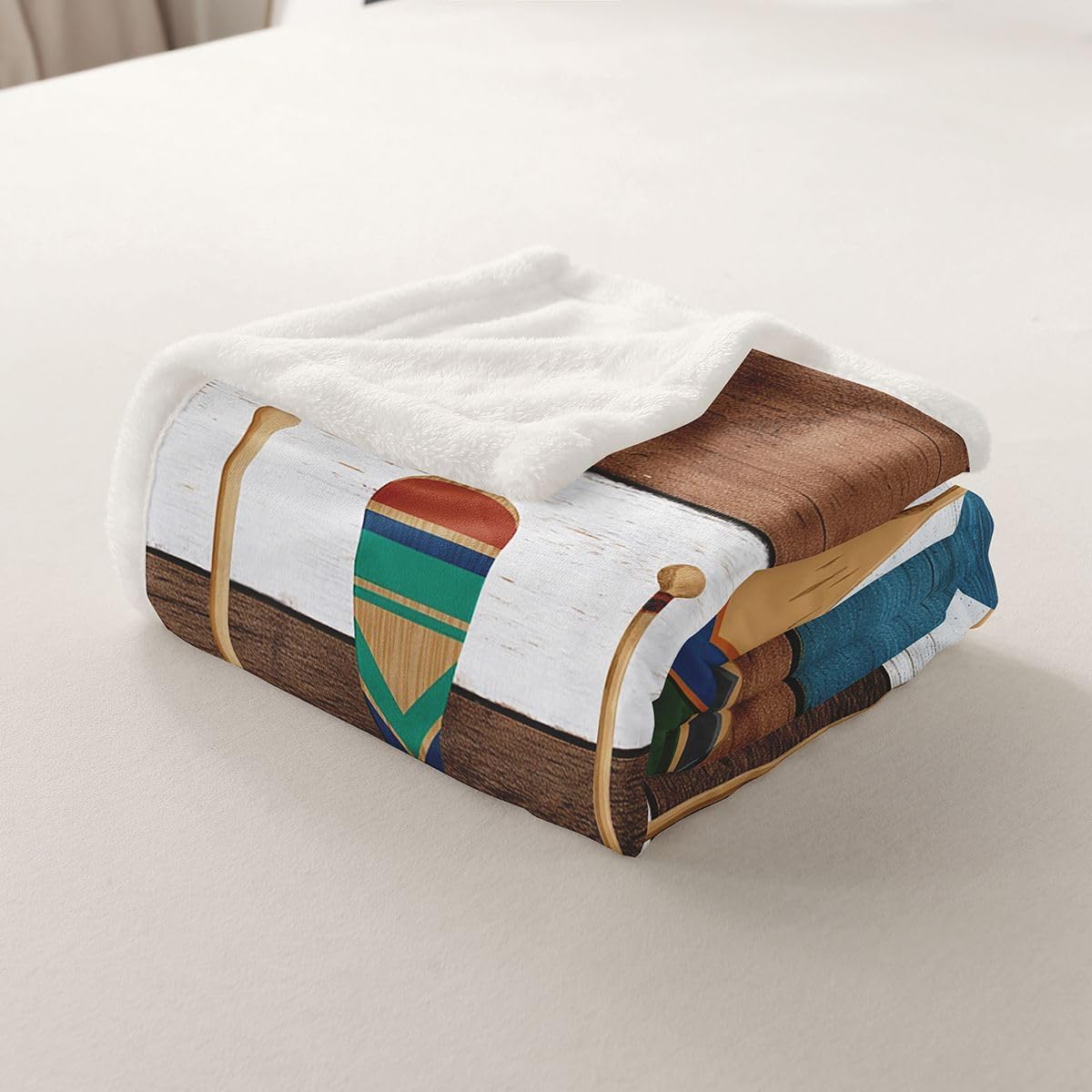 Lake Paddle Blanket 40"x50" The Lake House Decor for The Home,Rustic Farmhouse Cabin Lodge Watercolor Wooden Plank Throw Blanket Lake Life Decor for Women,Boat Blade Fleece Blanket Lake Decor